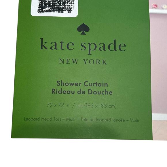Kate Spade Leopard Head Toss Shower Curtain NWT Sz 72in x 72in Animal Print Bow - Picture 3 of 5